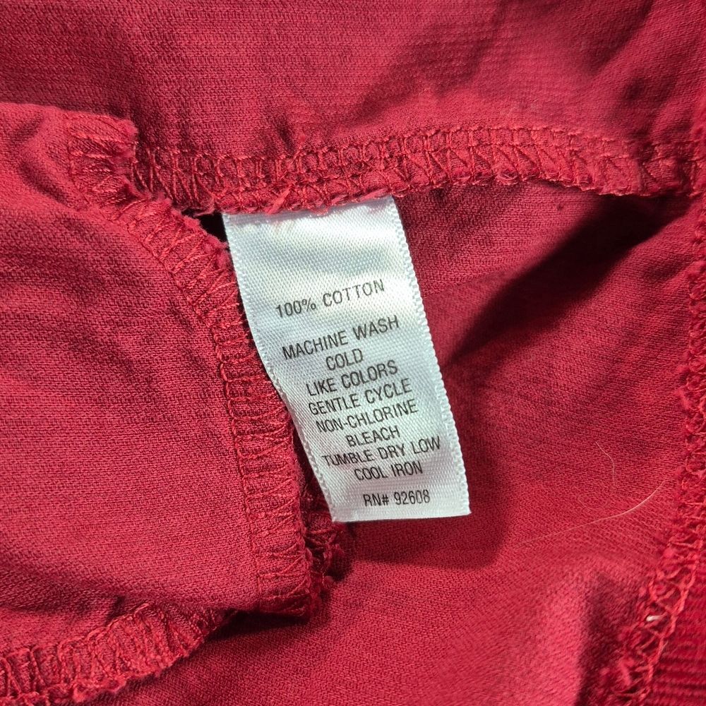 JW Style Vintage Inspired Red Corduroy Peasant Blouse Button Front Womans Small. - Picture 5 of 9